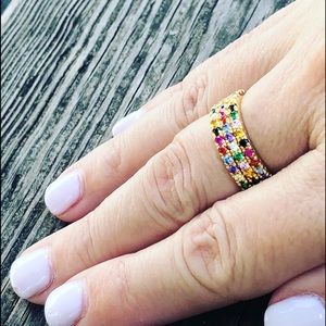 Eternity rainbow ring CZ 18k stacking